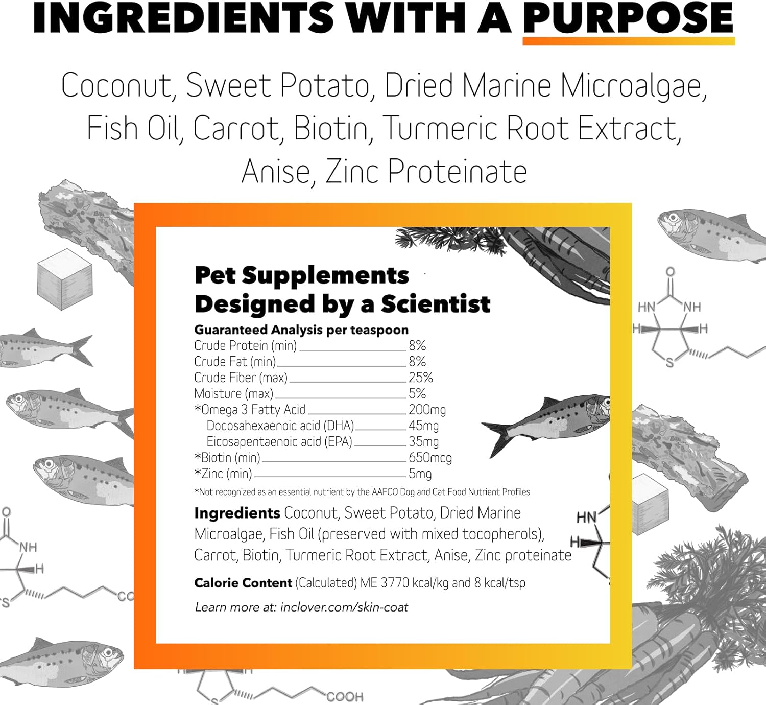 BioRadiant Skin and Coat Supplement for Dogs - Natural Alternative with Carrots, Coconut, Omega 3's, Biotin, and Zinc