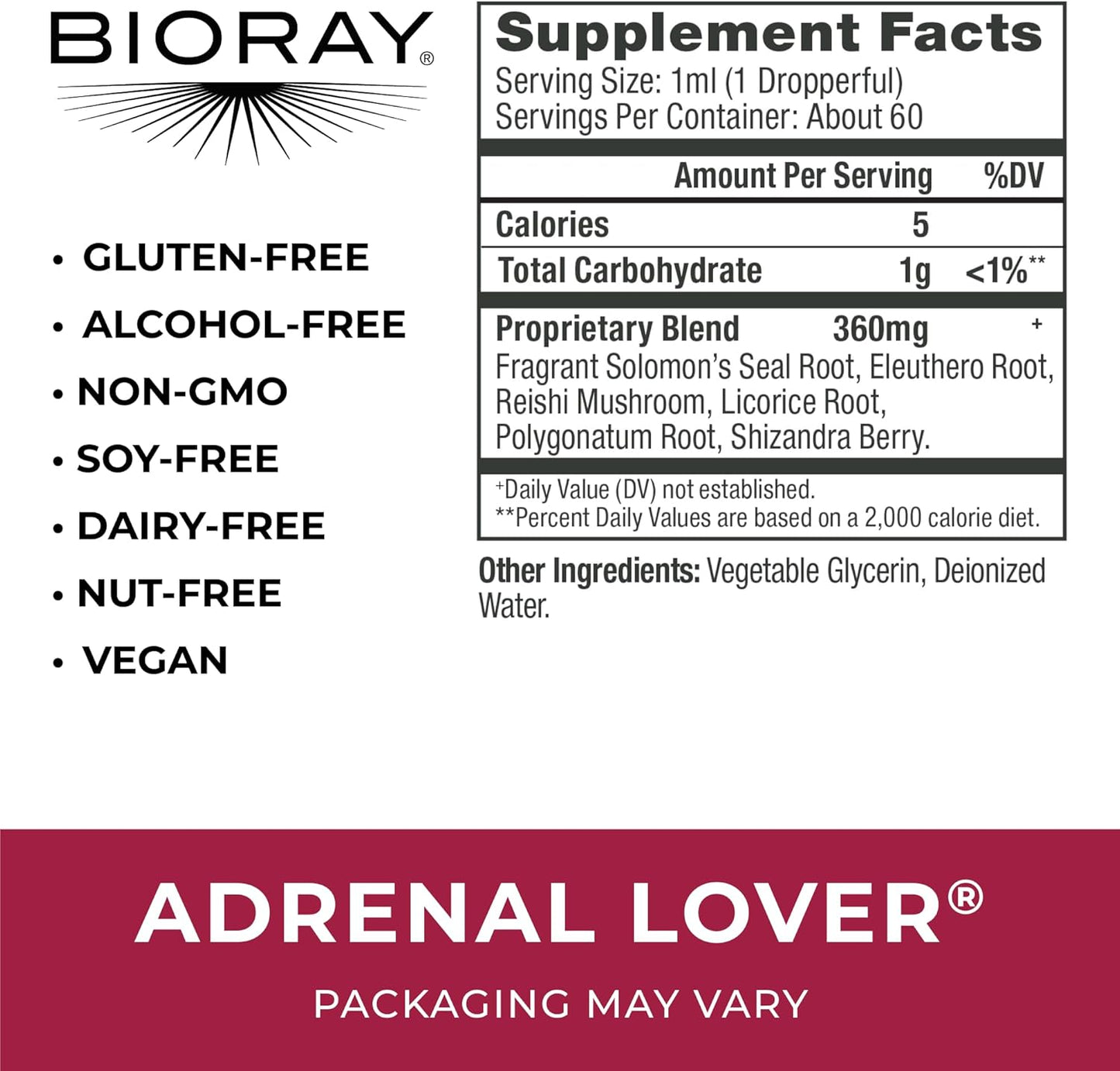 BIORAY Adult Daily Adrenal Lover Tonic - 2 fl oz - Traditional Chinese Kidney Yin Support - Non-GMO, Vegetarian, Gluten Free
