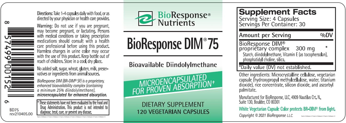 BioResponse DIM Capsules - 75mg, 120 Count - Nutrient Supplement