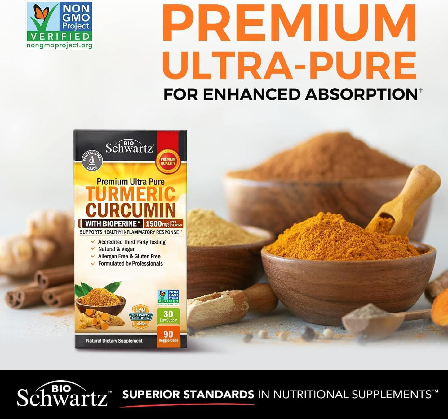 BioSchwartz 40 Billion CFU Probiotic & Turmeric Curcumin Combo - 1 Month Supply