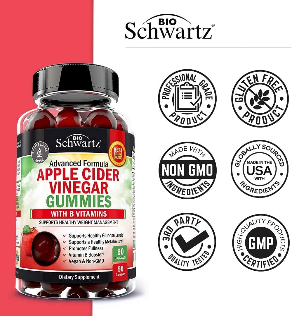 BioSchwartz ACV Gummies with B Complex Vitamins & Collagen Peptide Capsules - 3 Month & 45 Day Supply
