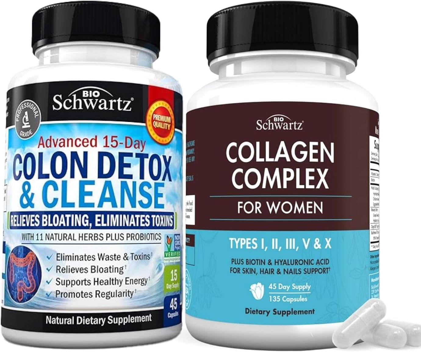 BioSchwartz Colon and Gut Cleanse with Hydrolyzed Collagen Peptides - 45 Day Supply