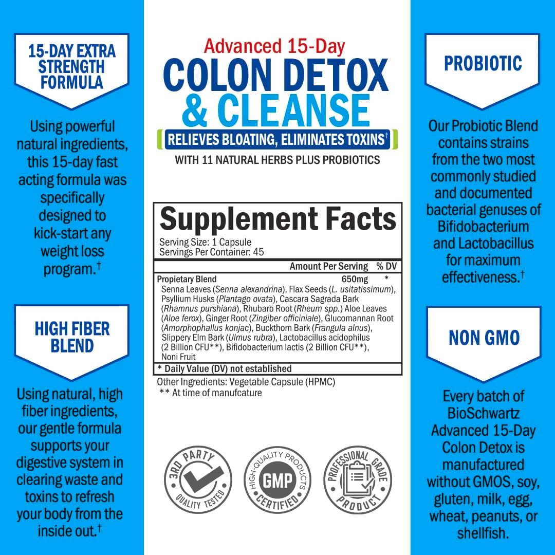 BioSchwartz Colon and Gut Cleanse with Hydrolyzed Collagen Peptides - 45 Day Supply