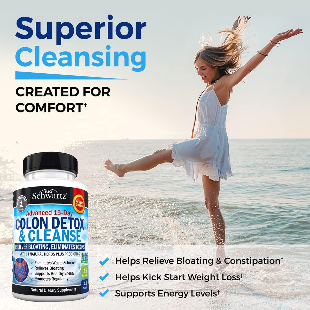 BioSchwartz Colon and Gut Cleanse with Hydrolyzed Collagen Peptides - 45 Day Supply