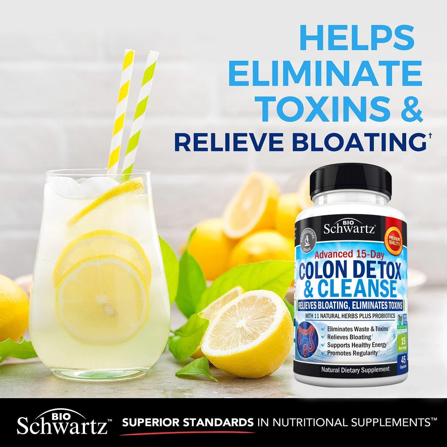 BioSchwartz Colon and Gut Cleanse with Hydrolyzed Collagen Peptides - 45 Day Supply