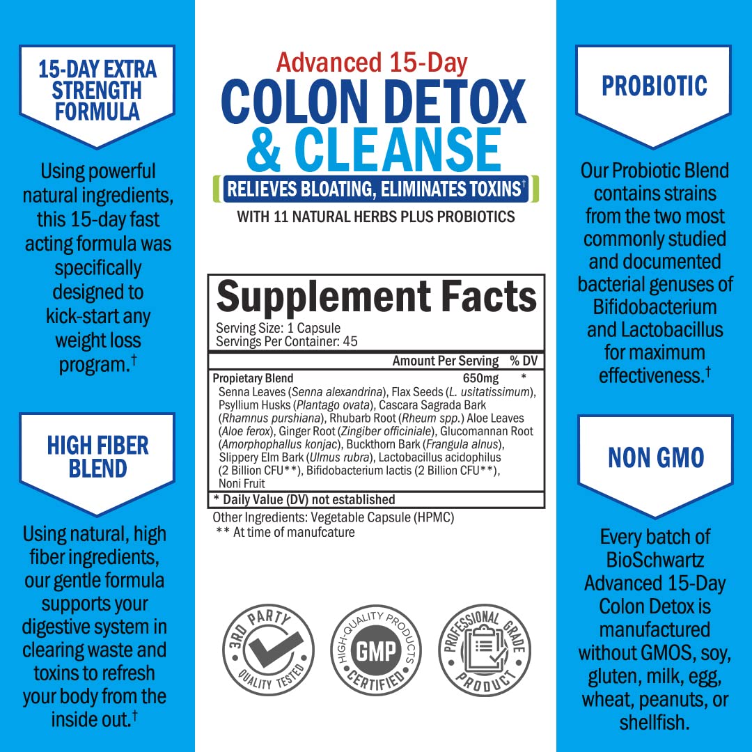 BioSchwartz Colon and Gut Health Cleanse with Cold Pressed MCT Coconut Oil - 2 Month Supply