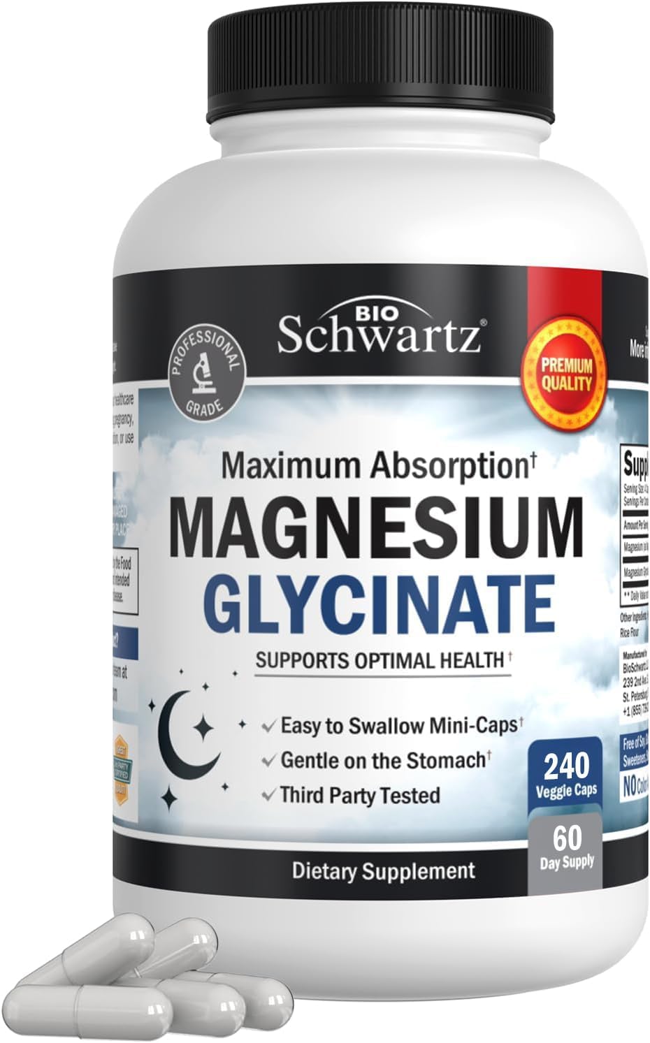 BioSchwartz Magnesium Glycinate 500mg Capsules & Vitamin B Complex with Vitamin C - 2 Month Supply
