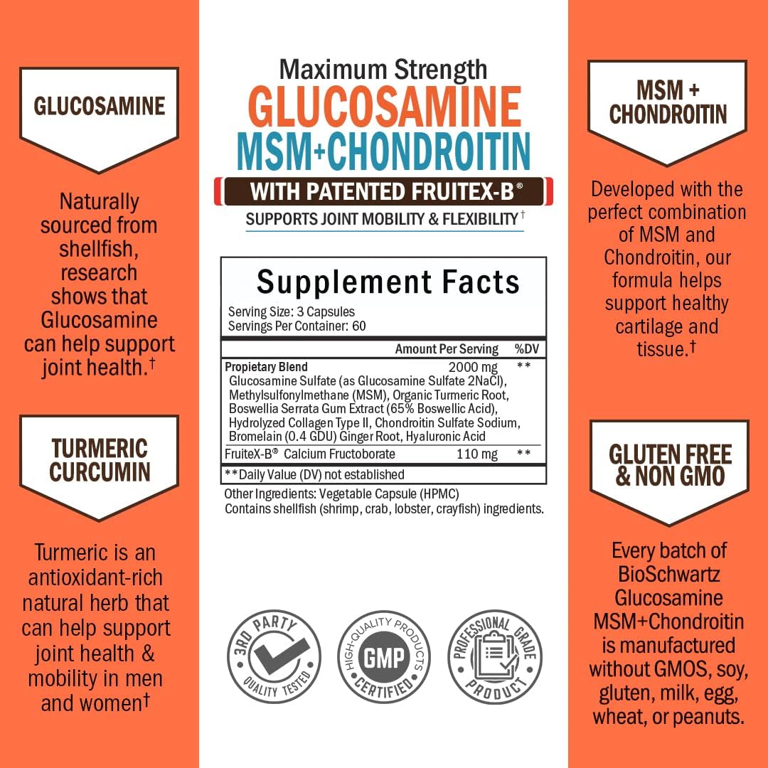 BioSchwartz Triple Strength Omega 3 Fish Oil & Glucosamine Chondroitin MSM Joint Support Combo Pack - 1 Month Supply