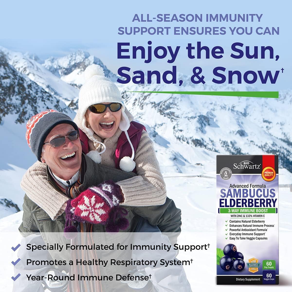 BioSchwartz Turmeric Curcumin 1500 and Sambucus Elderberry with Zinc and Vitamin C - Immune Support Supplement