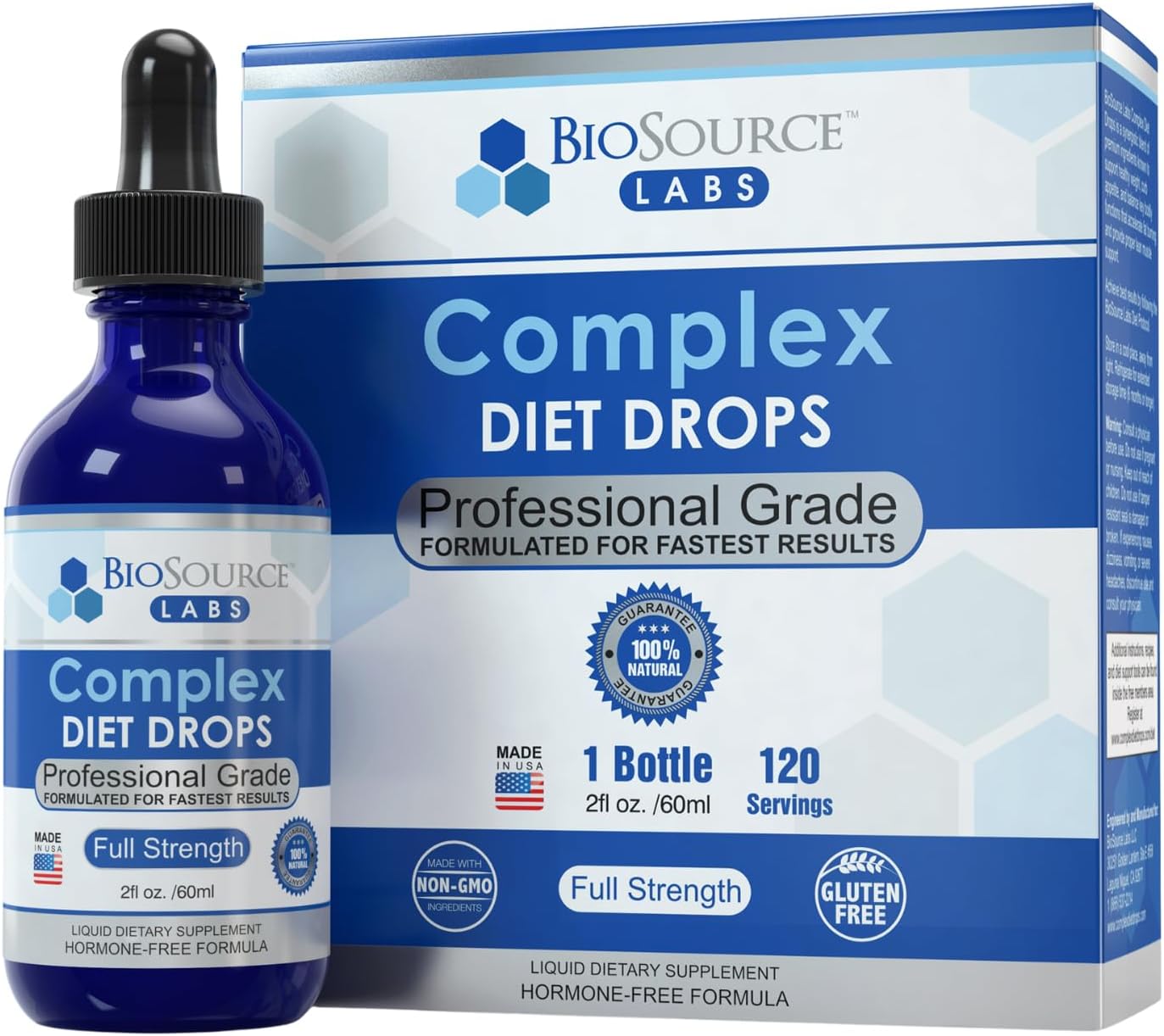 BioSource Labs Complex Diet Drops - Top Natural Weight Loss Solution for Men and Women - 1 Bottle, 30 Day Supply