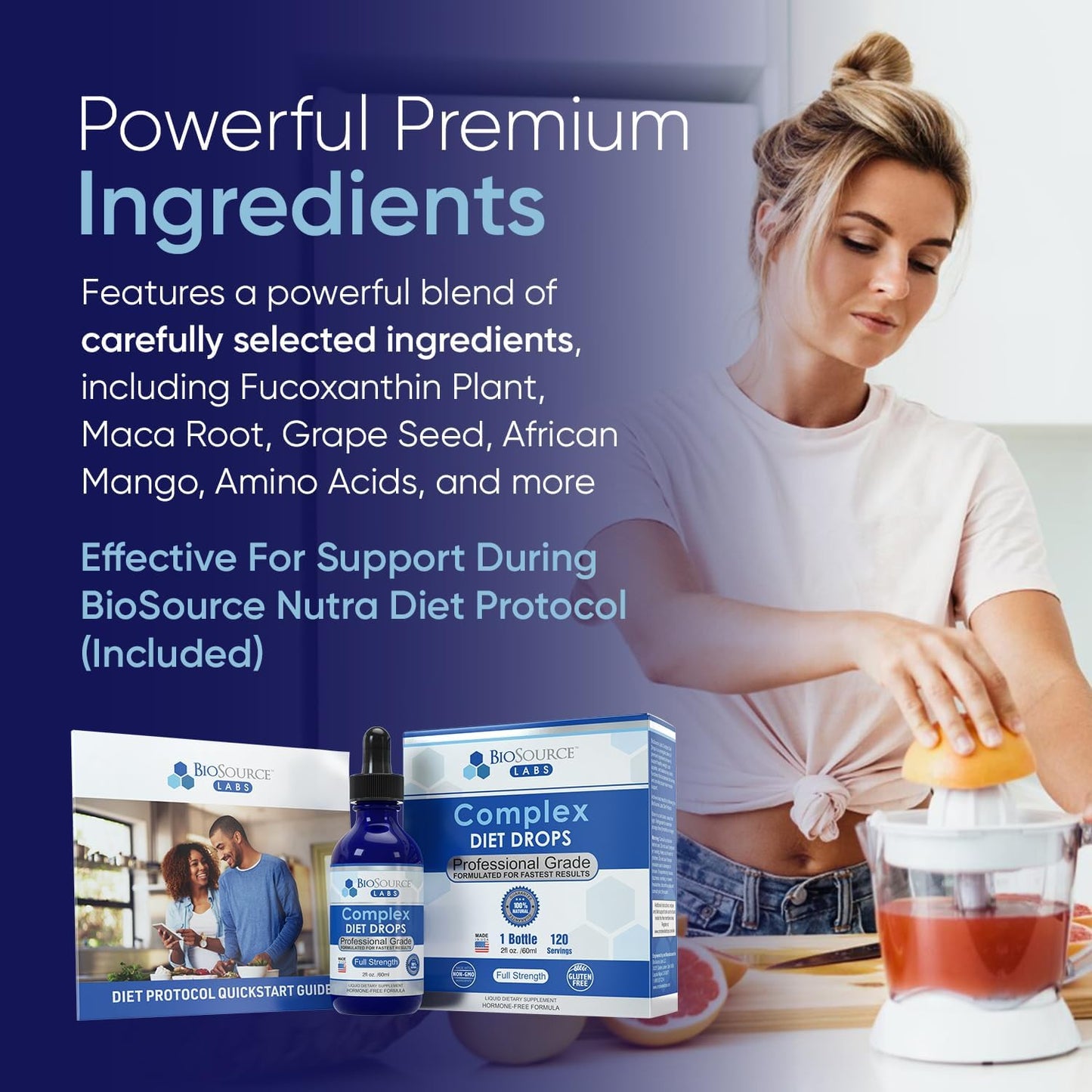 BioSource Labs Complex Diet Drops - Top Natural Weight Loss Solution for Men and Women - 1 Bottle, 30 Day Supply