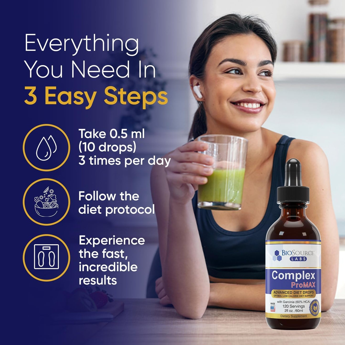 BioSource Labs Complex ProMAX Premium Diet Drops 2 oz - 60 Day Supply (Two Bottles)