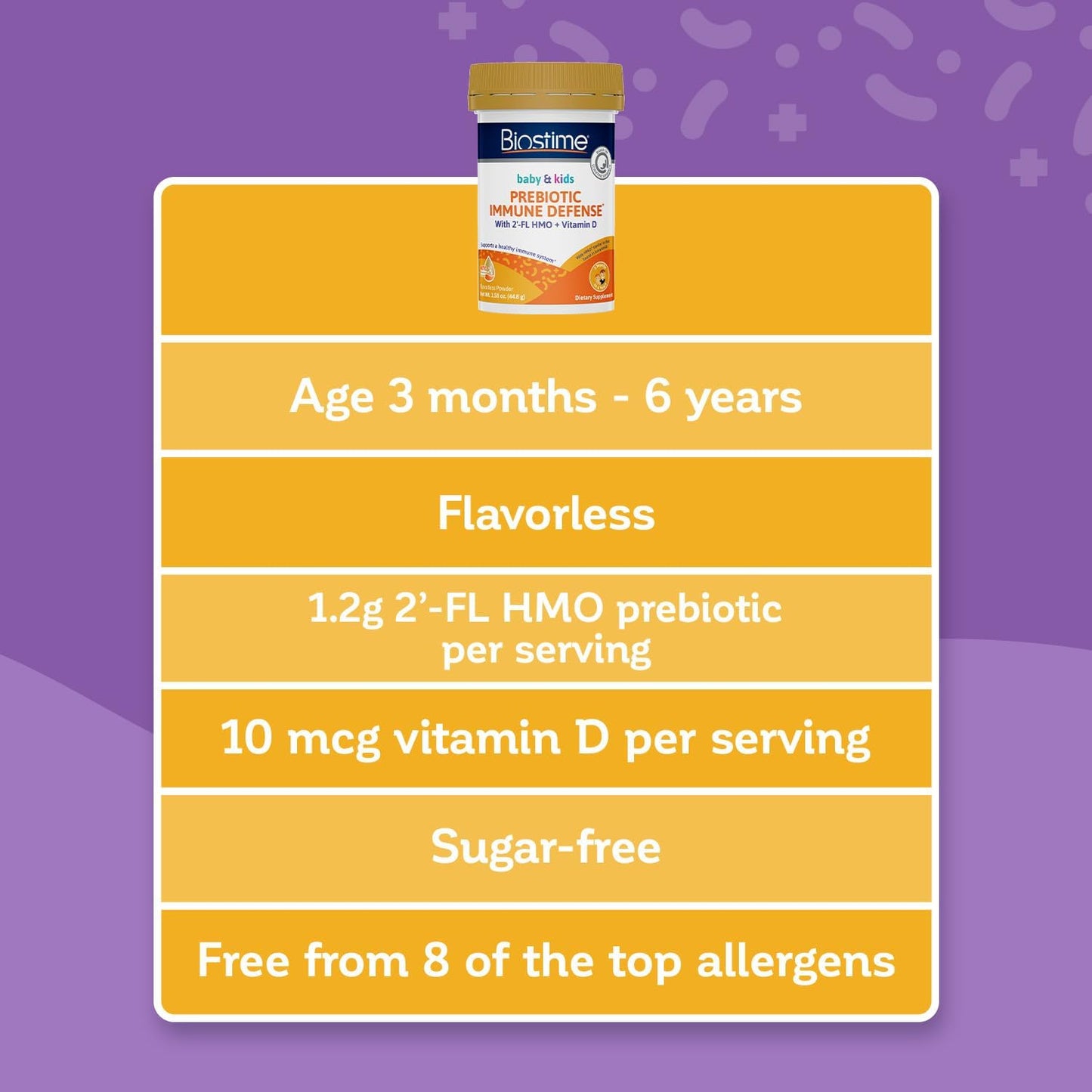 Biostime 2'FL HMO Baby Prebiotic Powder with Vitamin D | Probiotics & Human Milk Oligosaccharides for Kids, Toddlers, Infants | Bone & Immune Support | 28 Servings