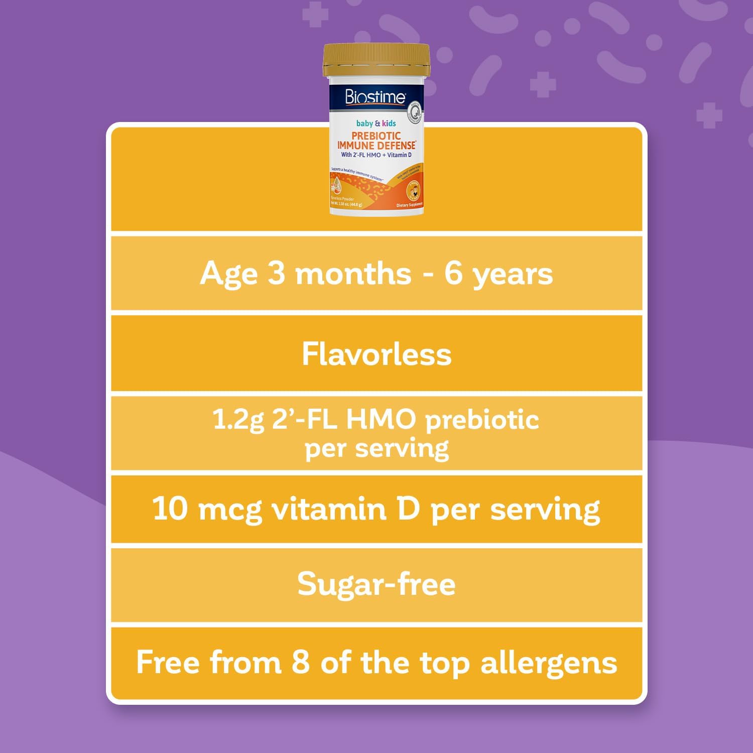 Biostime 2'FL HMO Baby Prebiotic Powder with Vitamin D | Probiotics & Human Milk Oligosaccharides for Kids, Toddlers, Infants | Bone & Immune Support | 28 Servings