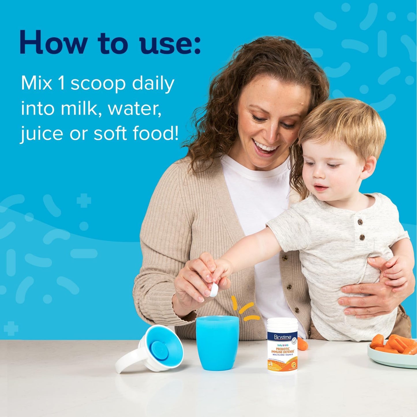 Biostime 2'FL HMO Baby Prebiotic Powder with Vitamin D | Probiotics & Human Milk Oligosaccharides for Kids, Toddlers, Infants | Bone & Immune Support | 28 Servings