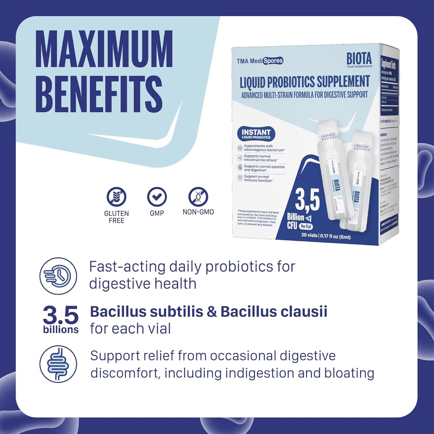 Biota Instant Probiotic Daily Drink with Syndigest Dual Benefit Prebiotic & Probiotic for Digestive Health