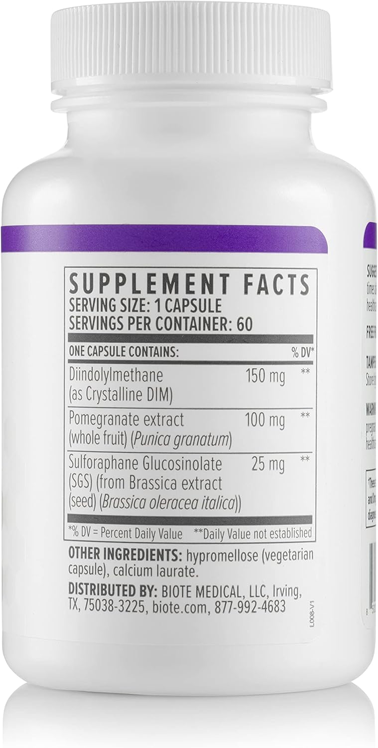 bioTE Nutraceuticals DIM SGS + Capsules: Hormone Balance and Detox Support