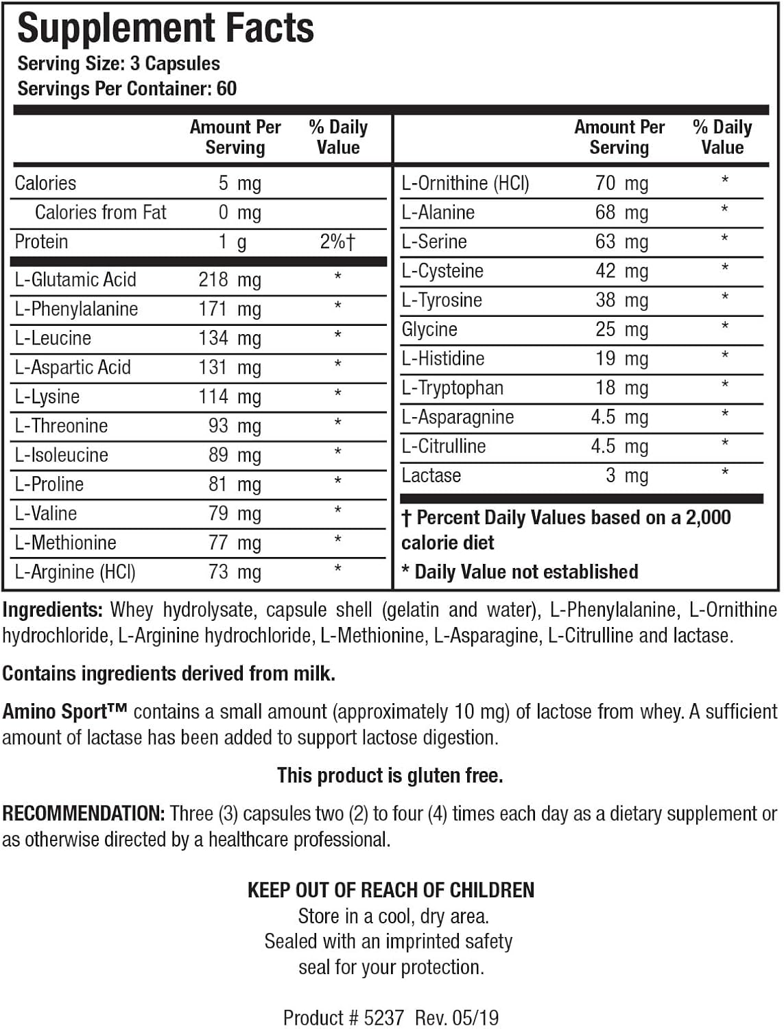 Biotics Research Amino Sport: Broad Spectrum Amino Acids for Sports Recovery and Lean Muscle Mass - 180 Capsules