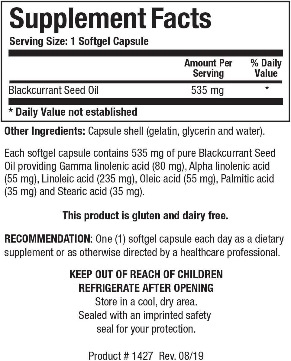 Biotics Research Blackcurrant Seed Oil Capsules - 535mg GLA for Heart, Skin, and Immune Health - 60 Capsules
