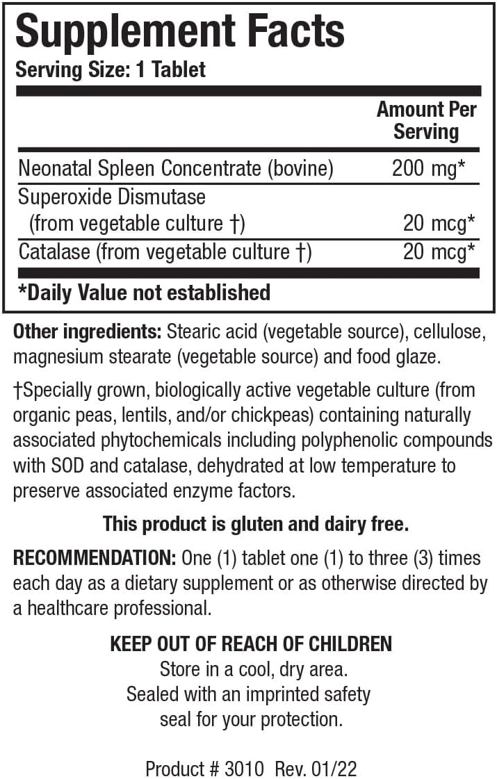 Biotics Research Cytozyme SP Neonatal Spleen 60 Tablets - Supports Healthy Iron and Bilirubin Levels, Immune Function, Spleen Health