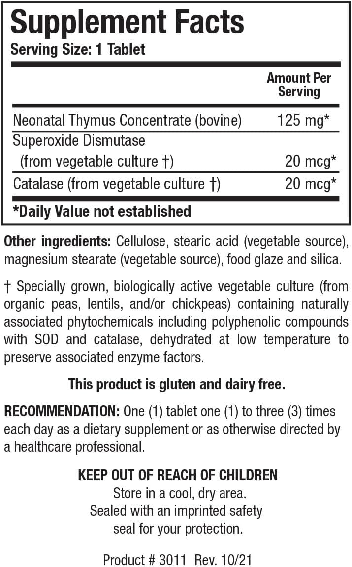 Biotics Research Cytozyme Thy Neonatal Thymus Concentrate - Promotes Thymus Gland Health & Immune System Function - 60 Tablets