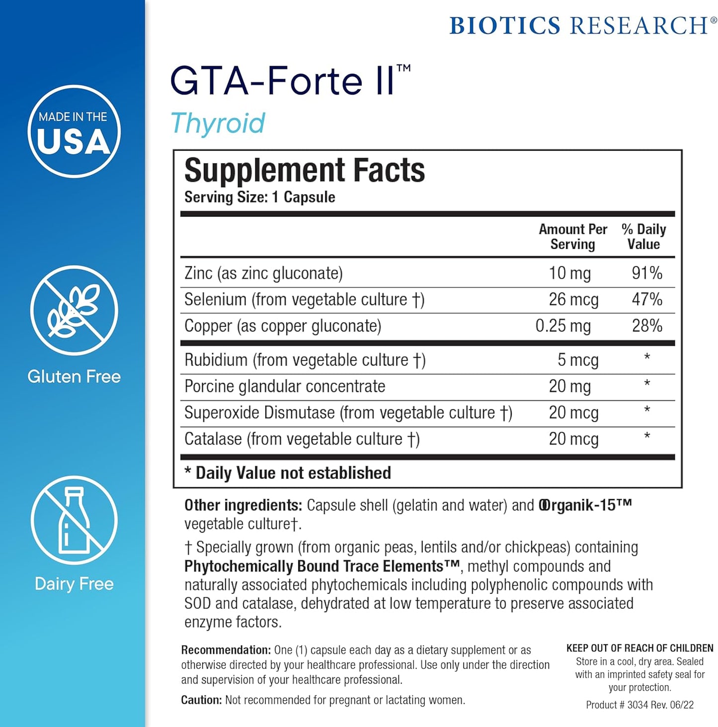 Biotics Research GTA Forte II Capsules - Supports Endocrine Glands, Hormonal Balance with Porcine Glandulars & Trace Elements - 90 Count