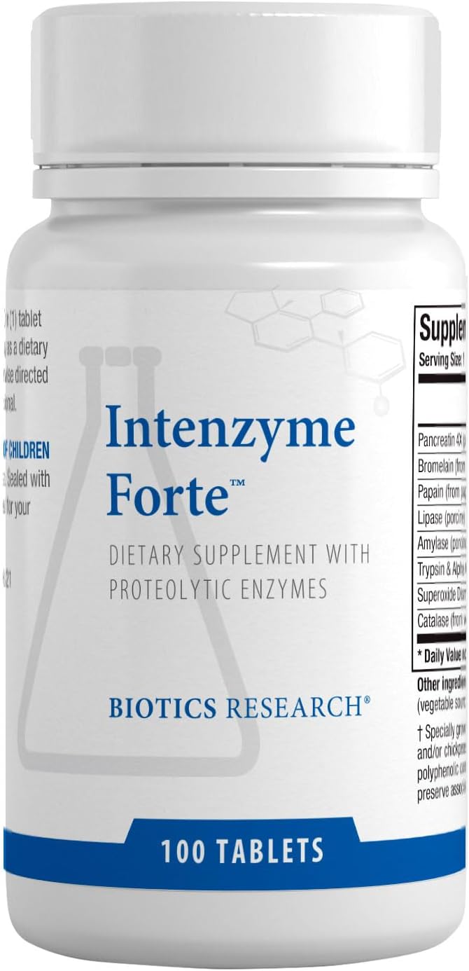 Biotics Research Intenzyme Fort™ Proteolytic Pancreatic Enzymes - 100 Tablets for Healthy Protein Digestion & Immune Function