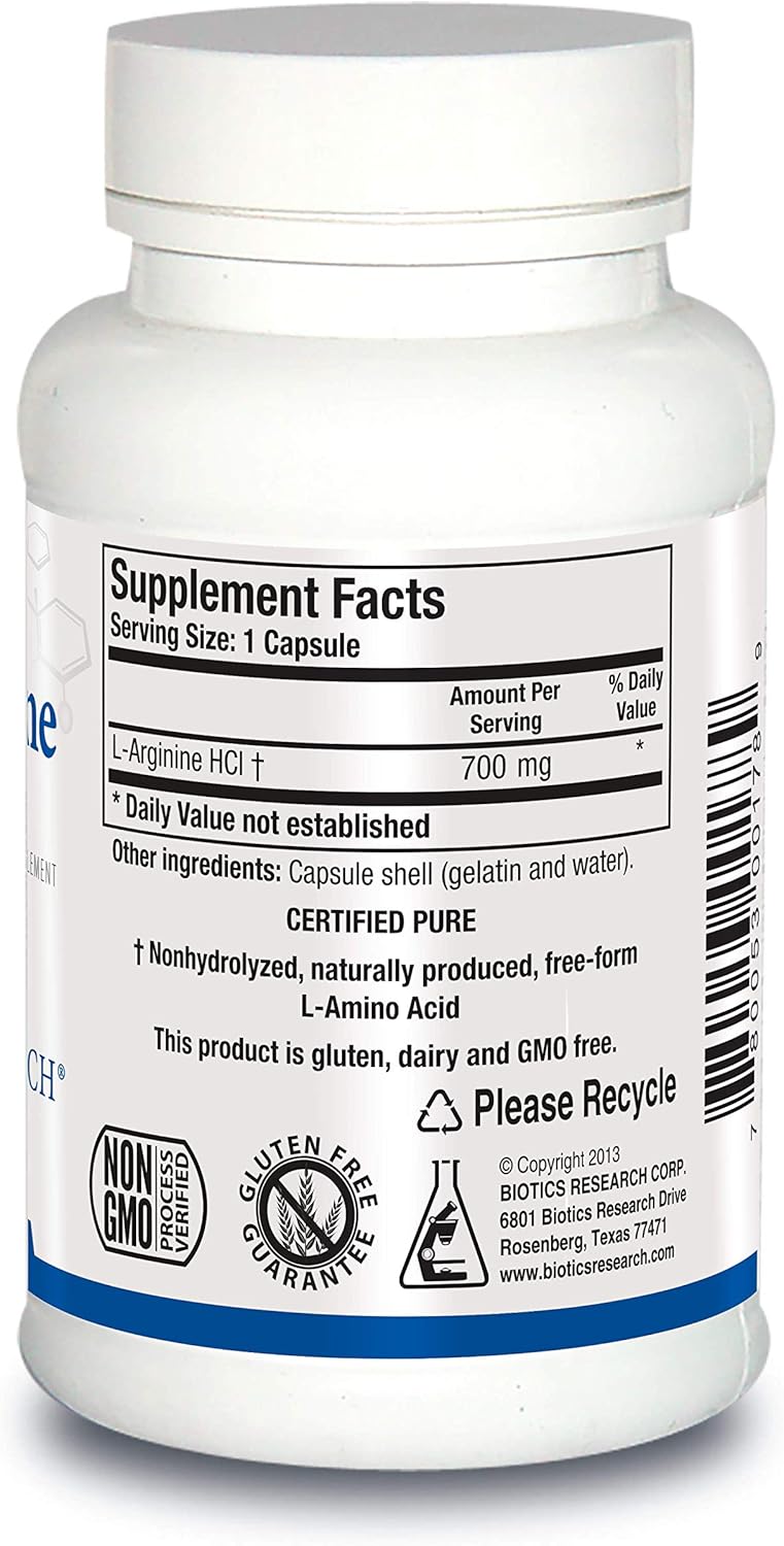 Biotics Research L Arginine: Amino Acid for Muscles, Exercise Performance, Nitric Oxide Booster - 100 Caps