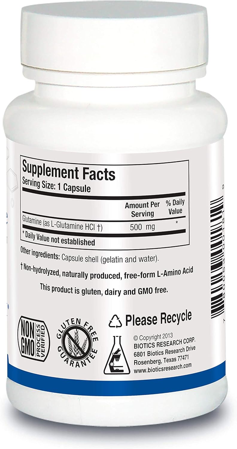 Biotics Research L Glutamine 180 Capsules for Gastrointestinal Health and Muscle Support
