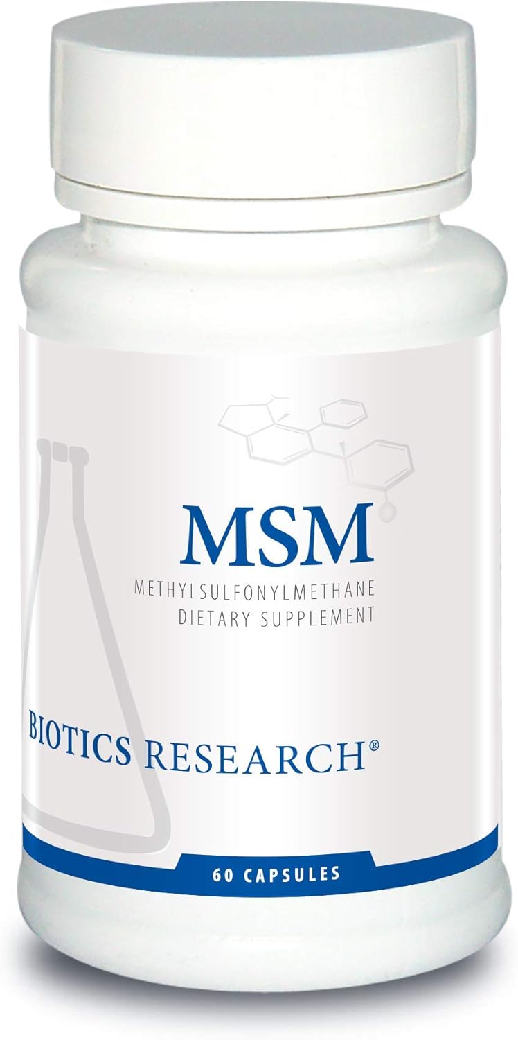 Biotics Research MSM Sulfur Supplement for Collagen Production, Hair, Skin, Nails, Muscles & Joints - 60 Capsules