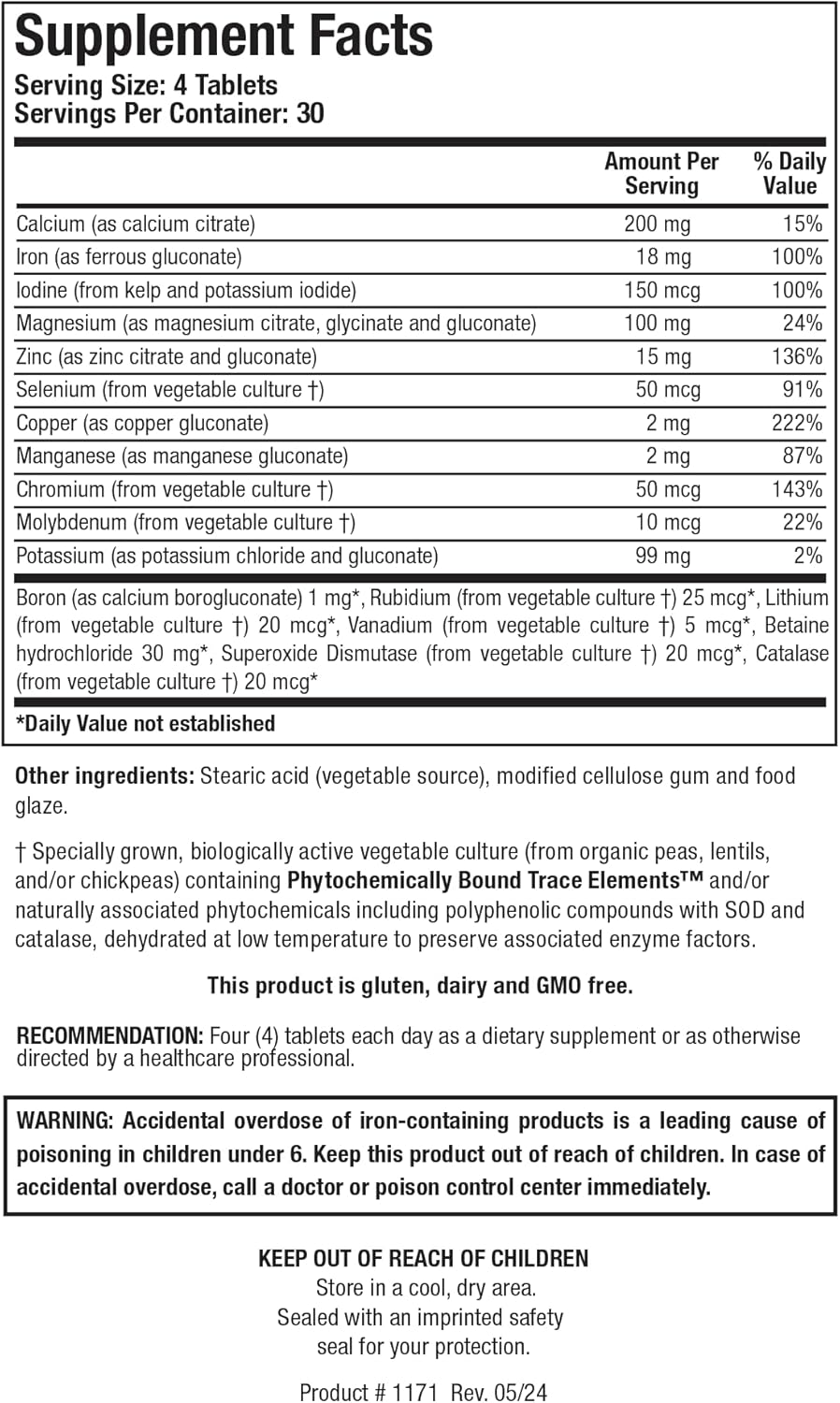 Biotics Research Multi-Mins: Potent Bioavailable Multi Mineral Supplement with Chelates and Whole Food Trace Minerals - 120 Tablets