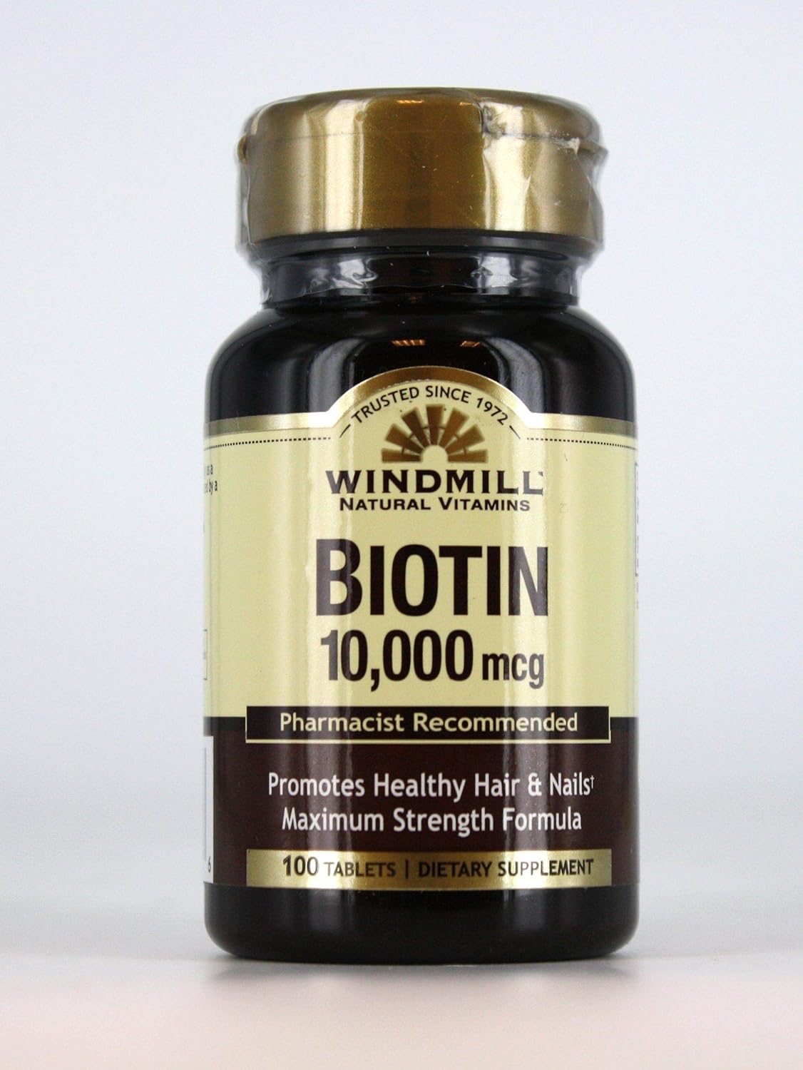 Biotin 10,000 mcg Tablets for Healthy Hair, Skin, and Nails - 100 Count