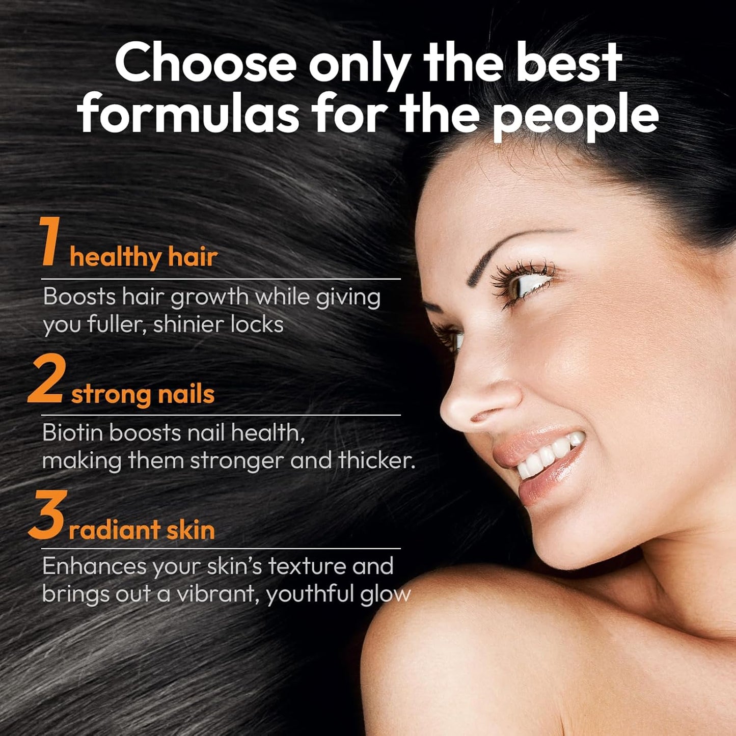 Biotin 10000 mcg with Zinc, Vitamin C & Calcium Pantothenate - Hair, Nails & Skin Support - 60 Vegan Capsules - USA Made