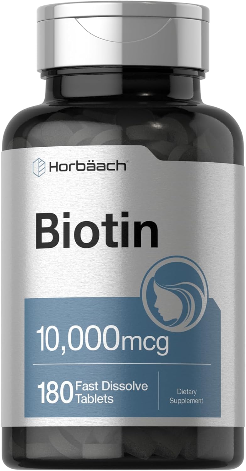 Biotin 10000mcg Fast Dissolve Tablets - 180 Count - Beauty Formula - Vegetarian - Non-GMO & Gluten Free