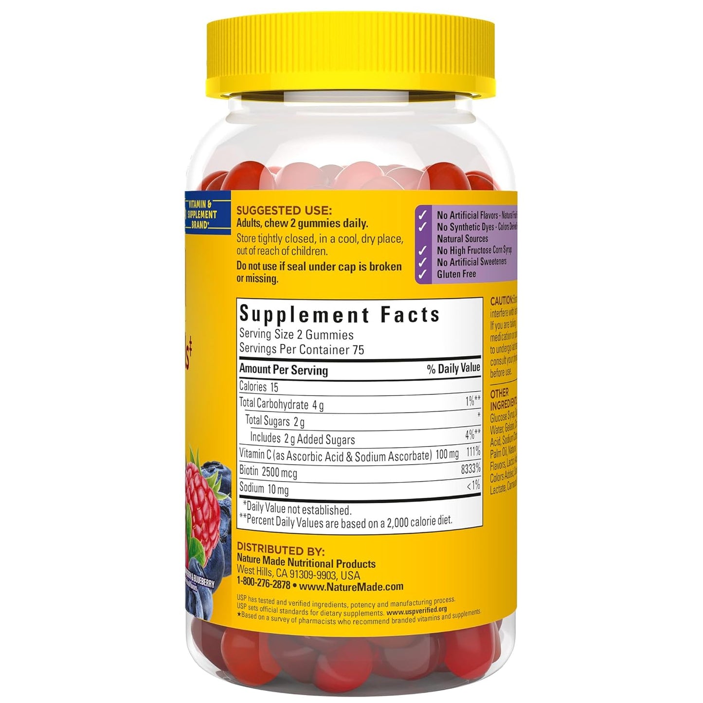 Biotin 2500 mcg Gummies for Hair, Skin, Nails - 150 Count - 75 Day Supply