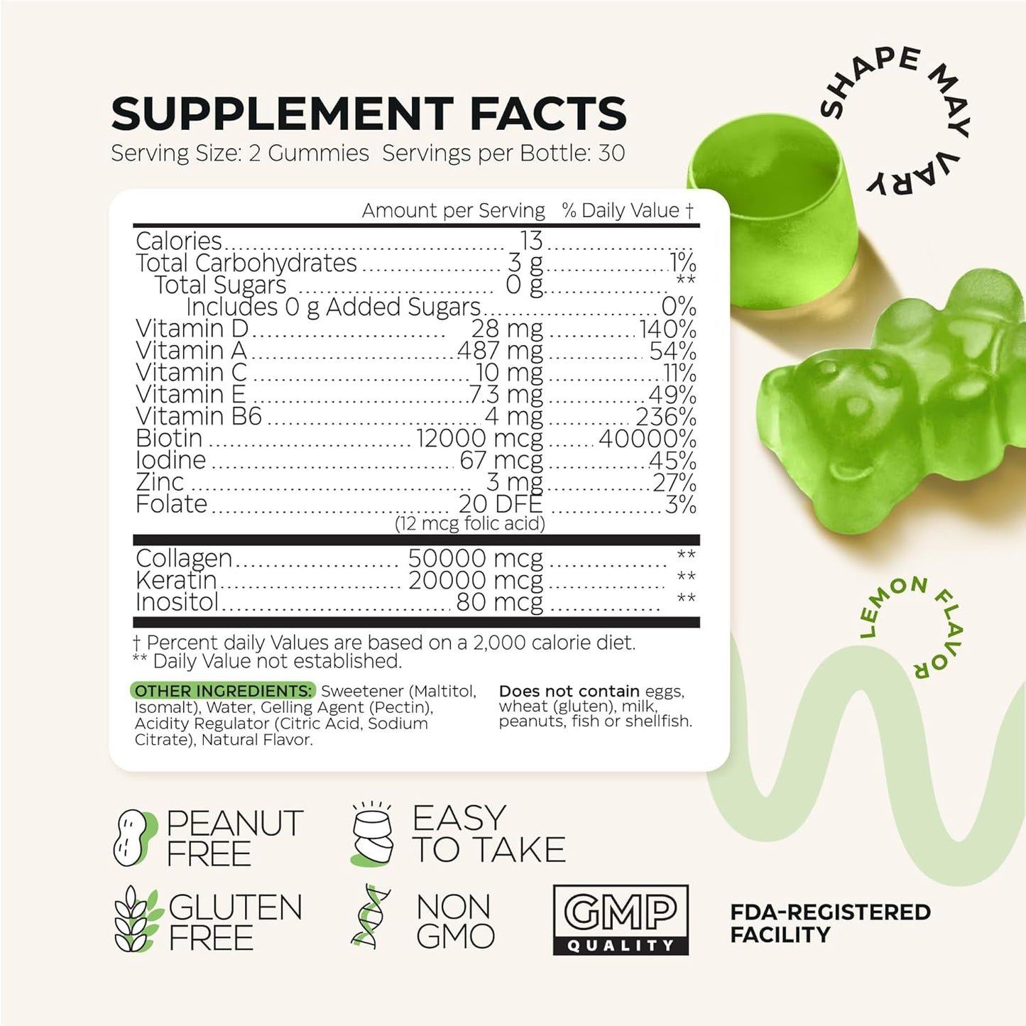 Biotin and Collagen Gummies 12000 Mcg for Hair, Skin, and Nails - Keratin Chewables - Beauty Supplement for Women and Men - Sugar Free, Non-GMO Beauty Gummies