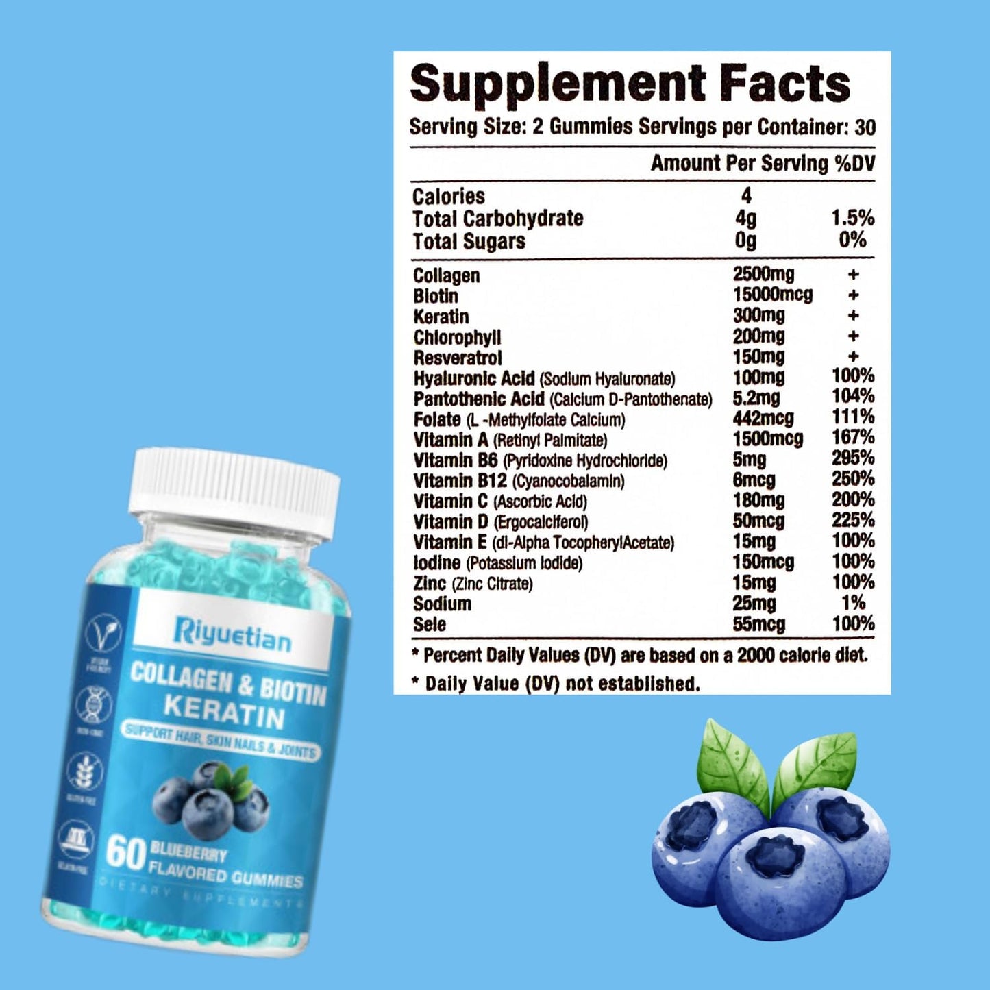 Biotin & Collagen Gummies for Hair, Skin, Nails - Women & Men - 60 Vegan Gummies - 15000mcg Biotin - Non-GMO Hair Vitamins