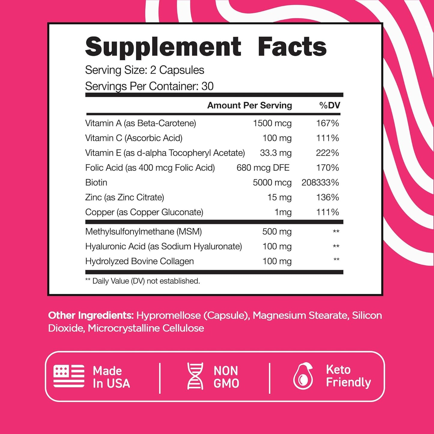 Biotin Complex Multi Collagen Supplement for Skin, Hair, Nails - Vital Vitamins Formula