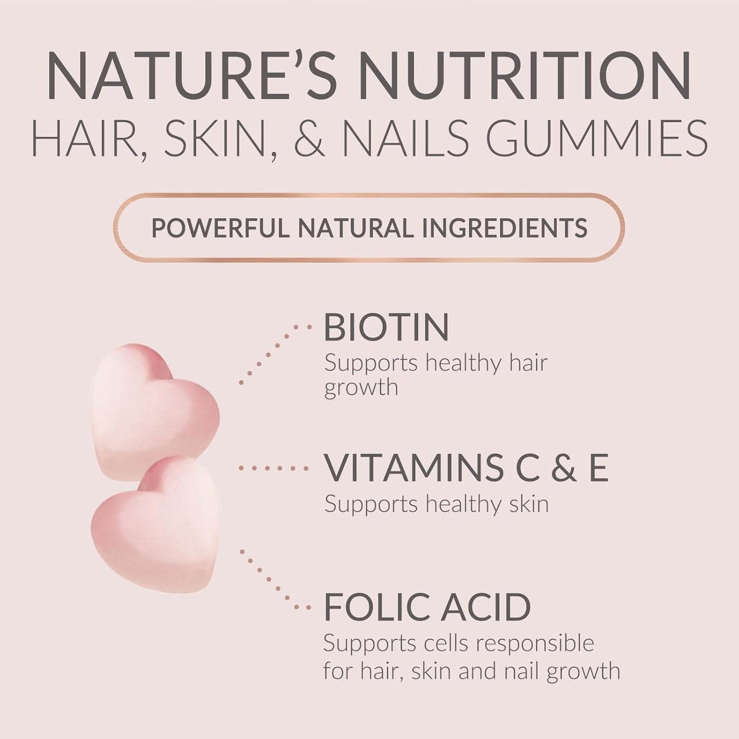 Biotin Gummies for Hair Growth, Vitamin-Enriched Vegetarian Supplement - 60 Sugar-Free Gummies with Vitamins A, B12, C, D, E, Folic Acid - Promotes Strong, Beautiful Hair and Nails