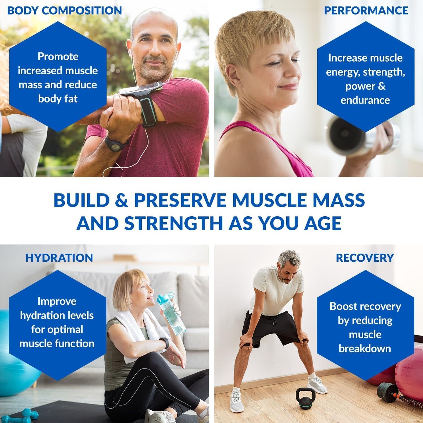 BioTrust Ageless Muscle Builder: Creatine HMB Powder with Vitamin D3 & Betaine for Muscle Mass & Strength - Fruit Punch, 60 Servings