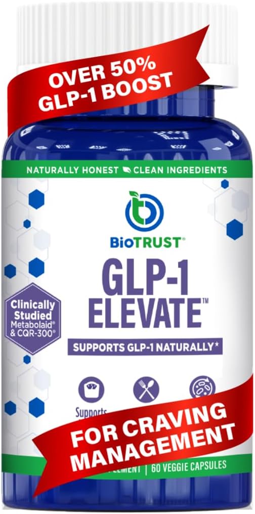 BioTrust GLP1 Elevate™ - Natural GLP-1 Booster Supplement for Cravings & Metabolic Health - Clinically Studied Ingredients - 30 Servings