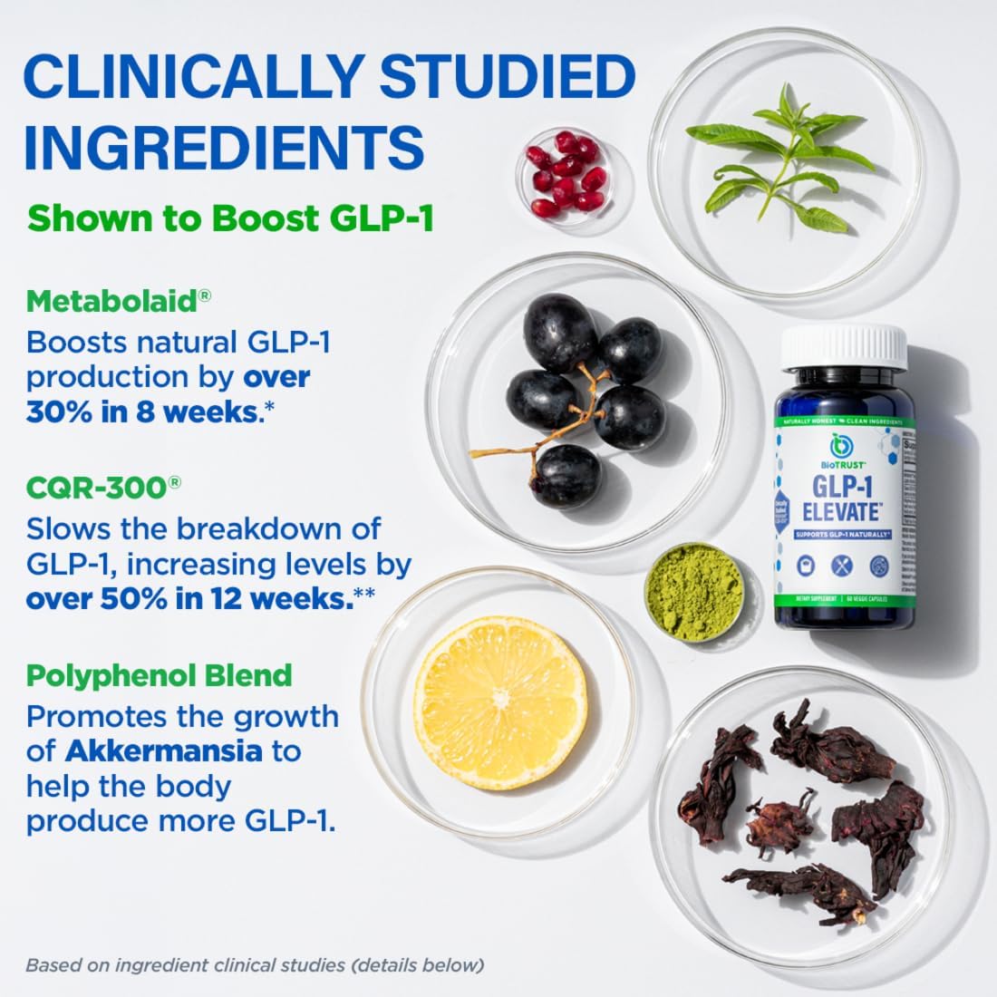 BioTrust GLP1 Elevate™ - Natural GLP-1 Booster Supplement for Cravings & Metabolic Health - Clinically Studied Ingredients - 30 Servings