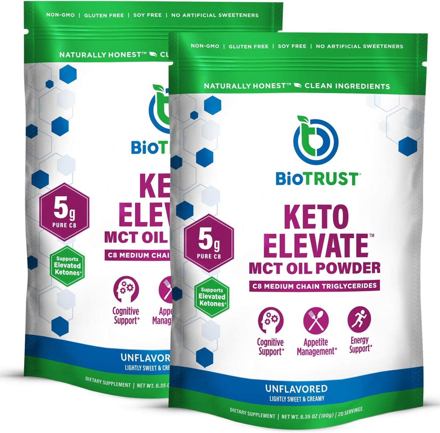 BioTrust Keto Elevate - Pure C8 MCT Oil Powder for Clean Energy & Mental Focus - Non-GMO Ketogenic Diet Supplement (Unflavored, 40 Servings)