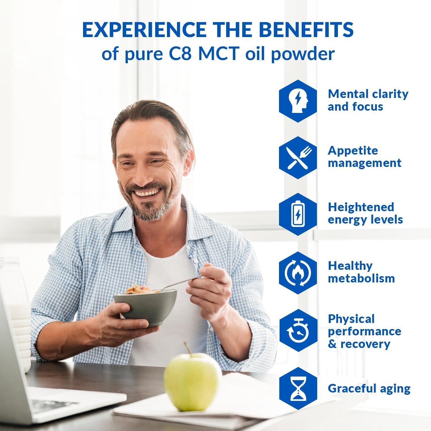 BioTrust Keto Elevate - Pure C8 MCT Oil Powder for Clean Energy & Mental Focus - Non-GMO Ketogenic Diet Supplement (Unflavored, 40 Servings)