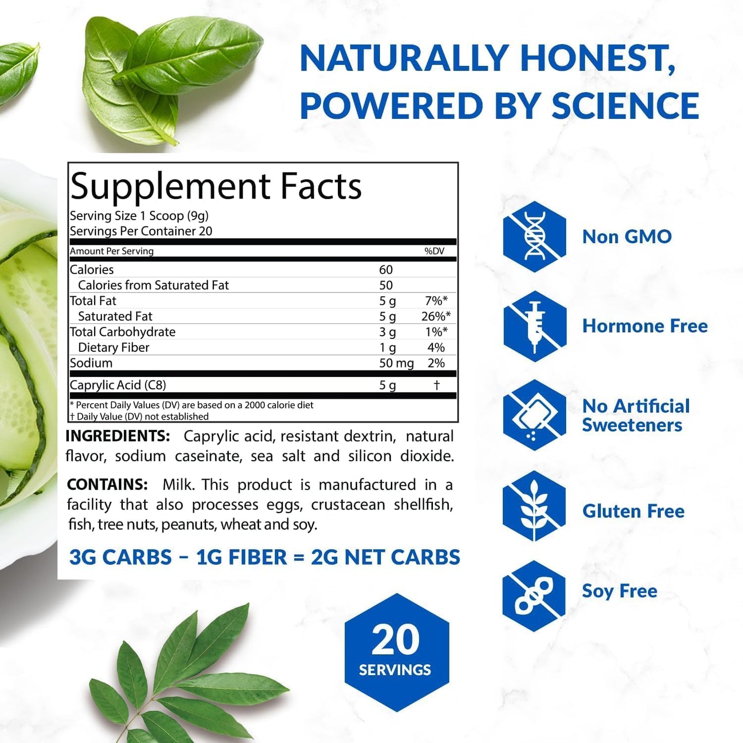 BioTrust Keto Elevate - Pure C8 MCT Oil Powder for Clean Energy & Mental Focus - Non-GMO Ketogenic Diet Supplement (Unflavored, 40 Servings)