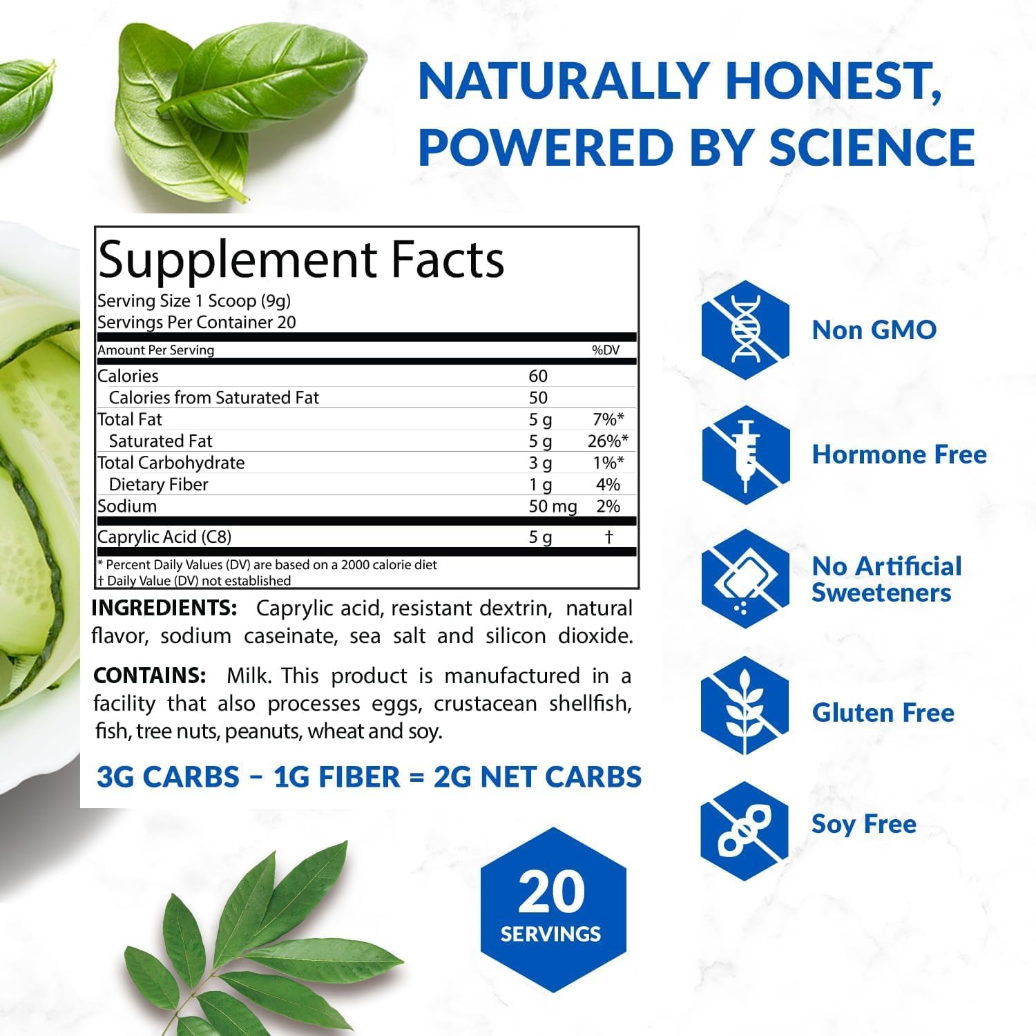 BioTrust Keto Elevate - Pure C8 MCT Oil Powder for Clean Energy & Mental Focus - Non-GMO Ketogenic Diet Supplement (Unflavored, 40 Servings)