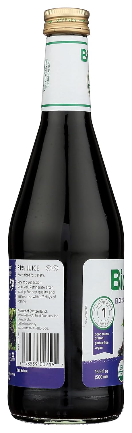 Biotta Naturals Elderberry Juice - 16.9 oz Bottle - Organic Immune Support Drink