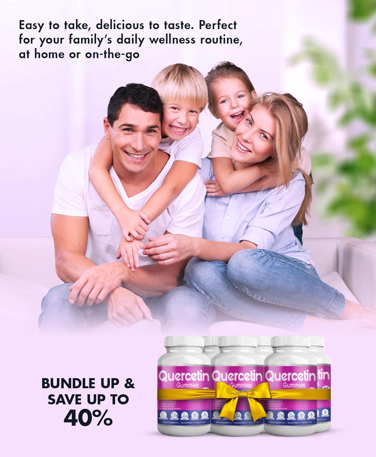 BioVitalica Quercetin Gummies with Bromelain, Vitamin C, Zinc, Elderberry, and Vitamin D3 - Immune Support for Kids and Adults - 750mg Quercetin - 5-in-1 Formula (4 Pack)