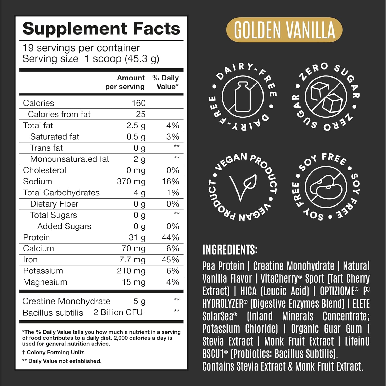BIRDMAN Falcon Performance Vegan Protein Powder - Plant Based Vanilla Protein with 31g Protein, 5g Creatine, 5g BCAA, Probiotics, Electrolytes, Pre Workout - 19 Servings