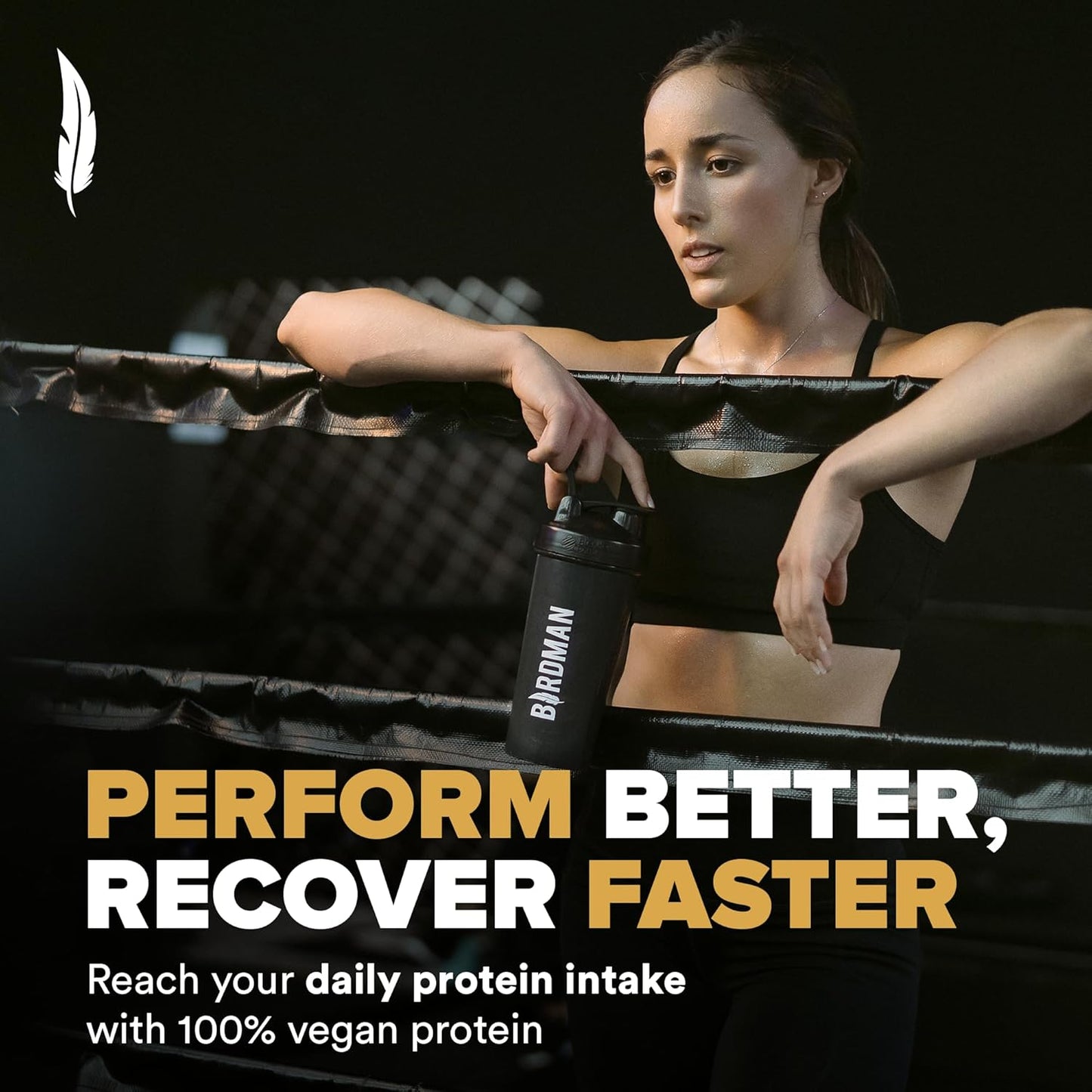 BIRDMAN Falcon Vegan Protein Powder with 31g Protein, 5g Creatine, BCAA, Probiotics, Electrolytes - Vanilla, 30 Servings